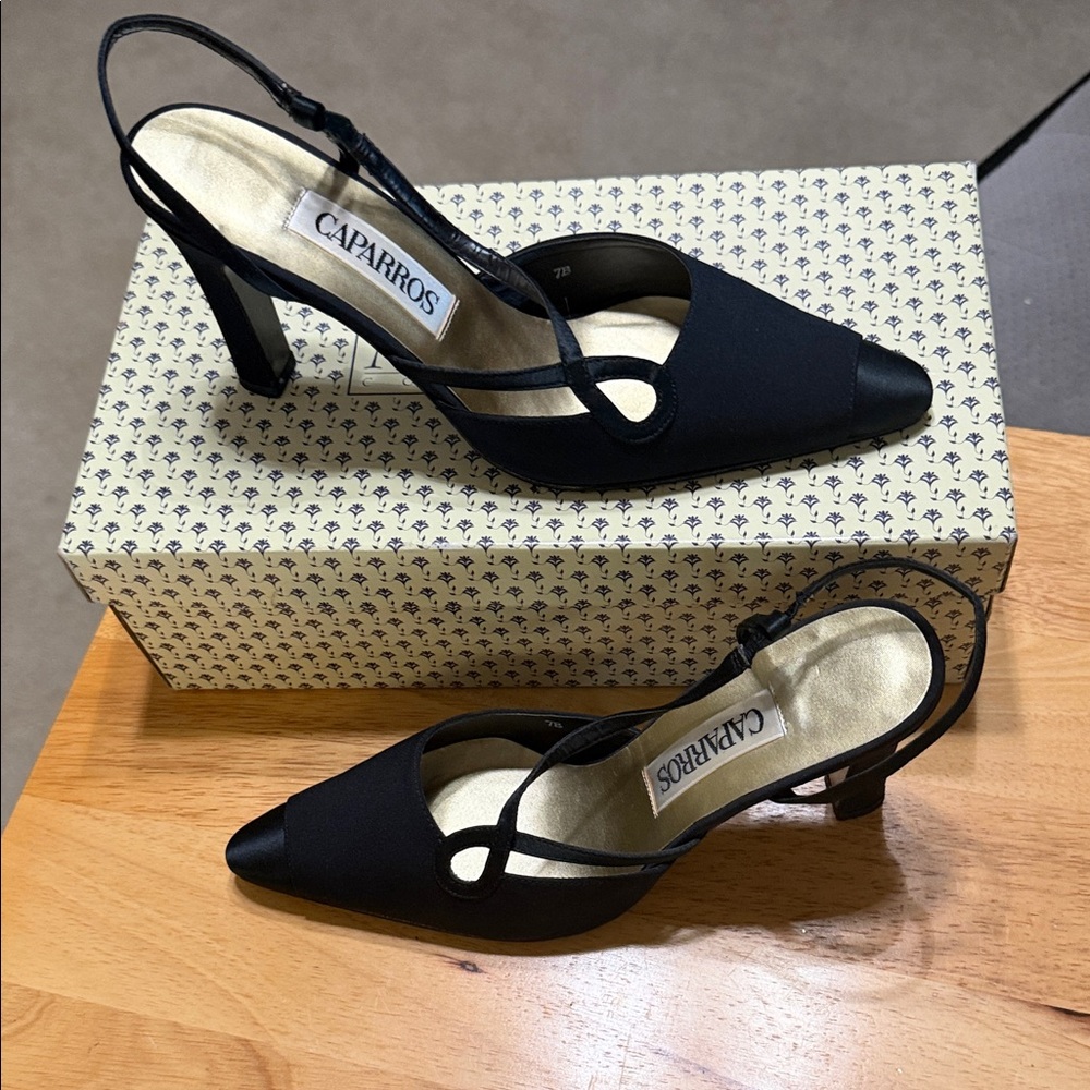Caparros Elegant Black Slingback Heels